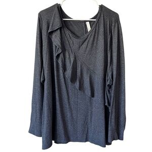 Sleep by Cacique Lane Bryant Dark Gray Long Sleeve Ruffle Top- Size 22/24